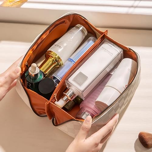 Miniatura 4 de BIVIZKU Bolsa de maquillaje portátil grande Bolsa de cosméticos de viaje portátil para mujeres y niñas, bolsa de maquillaje de regalo, bolsa