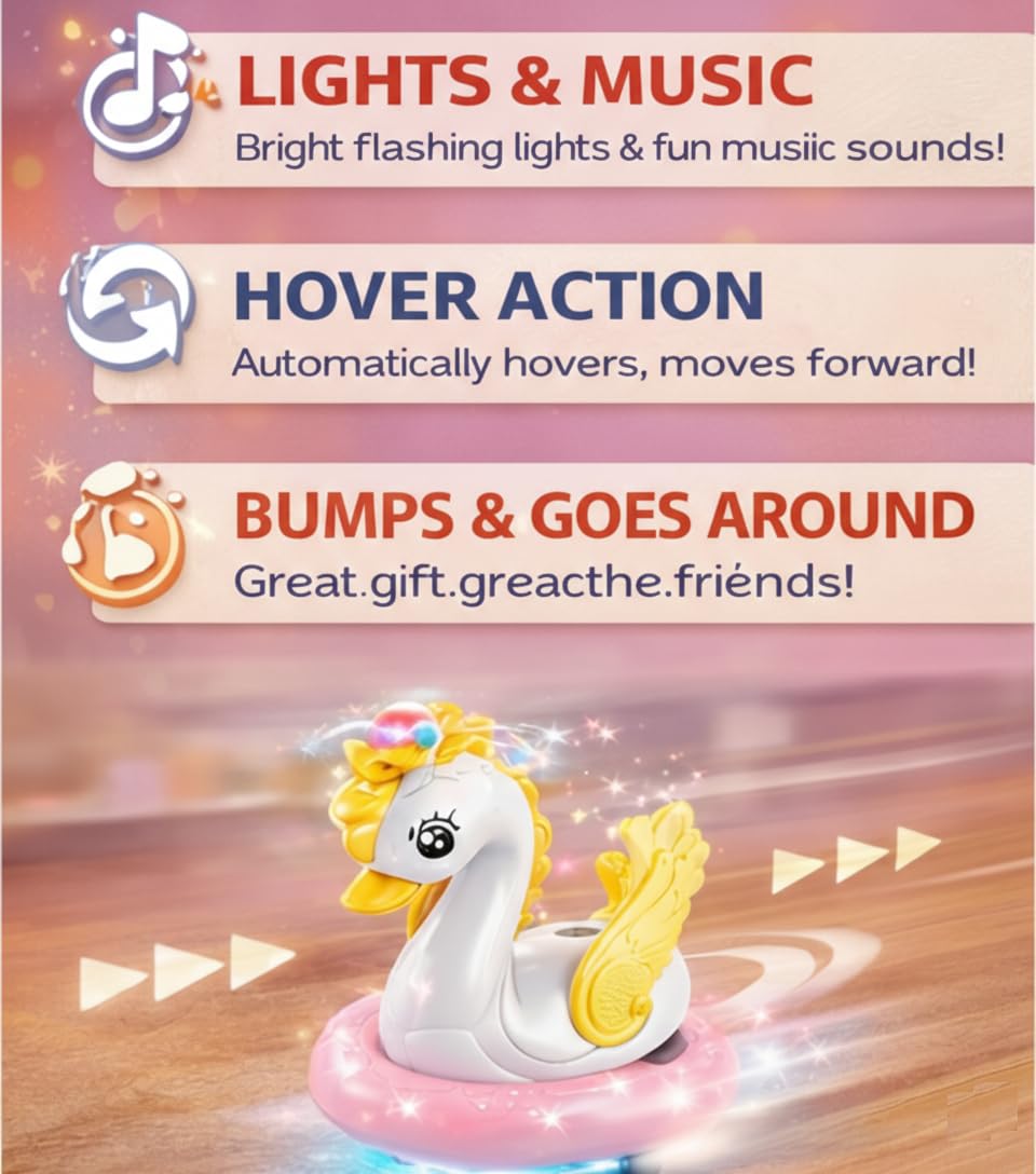 PB Prime Brands Musical Swan Toy with Blowing Ball | Lights & Music | Bump and Go Action | Battery Operated Kids Toy for Toddlers & Babies (White) 1