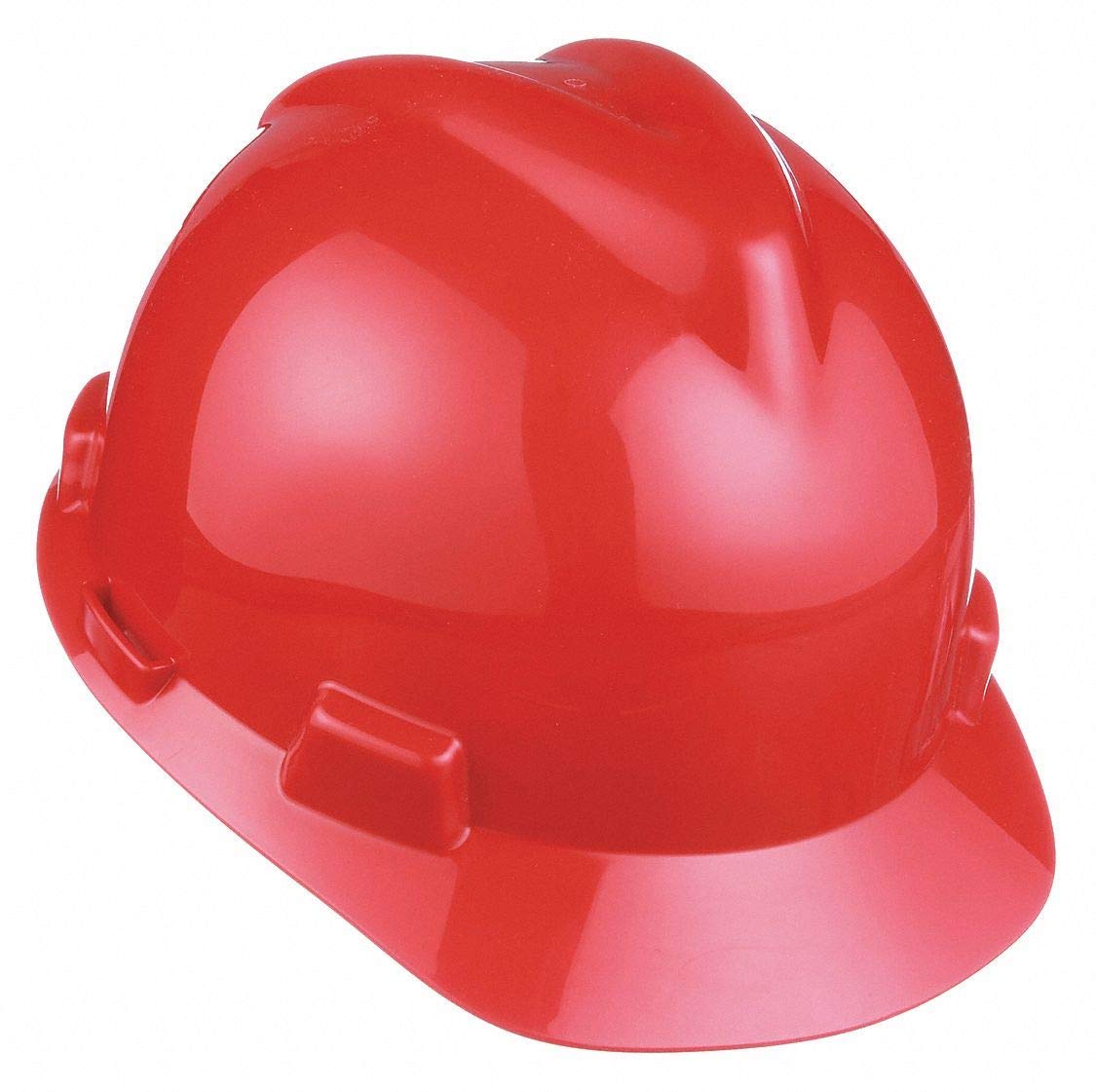 MSA 10150223 Green High-Density Polyethylene V-Gard Cap with 4 Point Fas Trac III Ratchet Suspension, Red