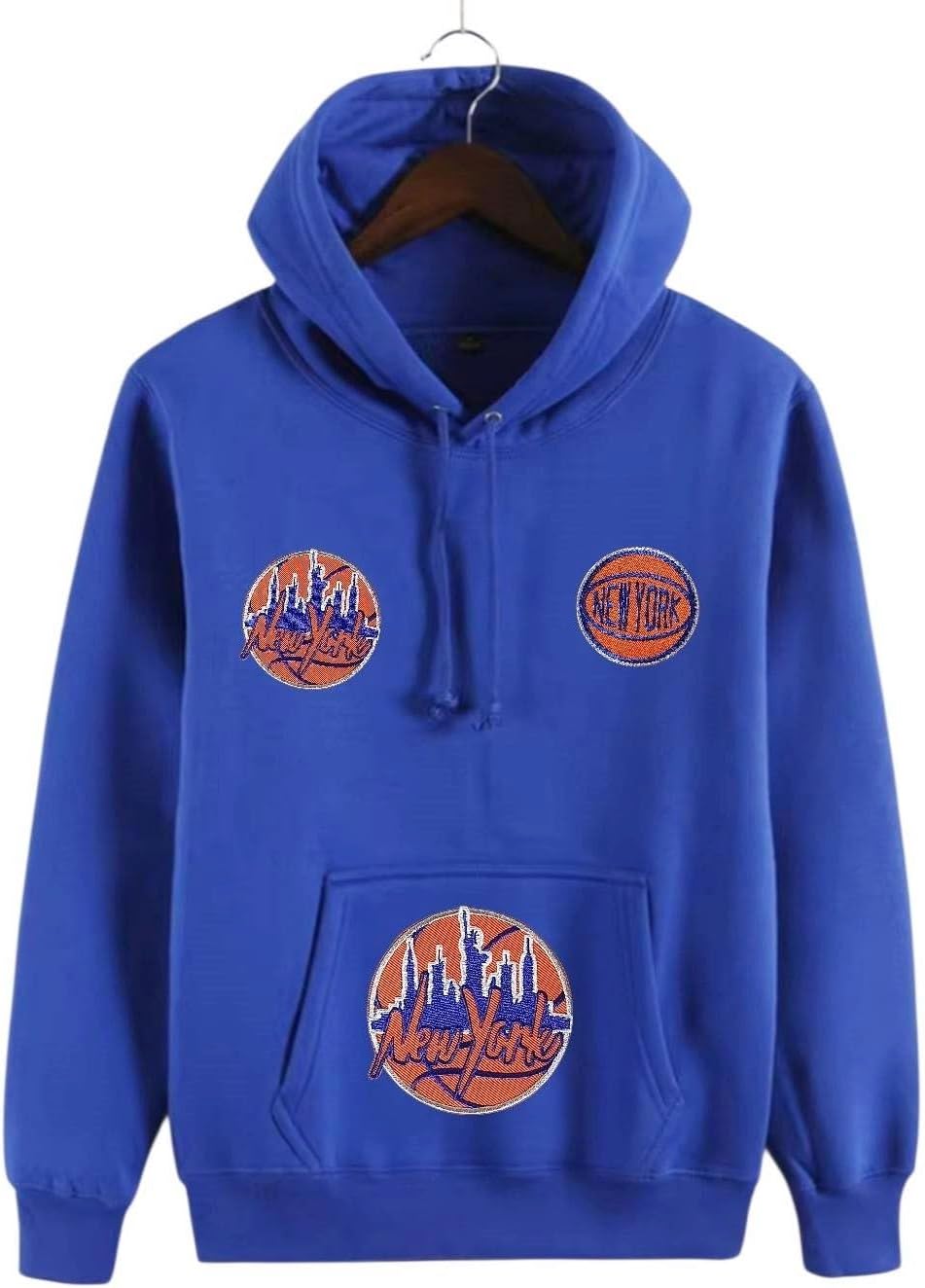 New York Basketball Orange Embroidered Iron-On Patch, Set of 3