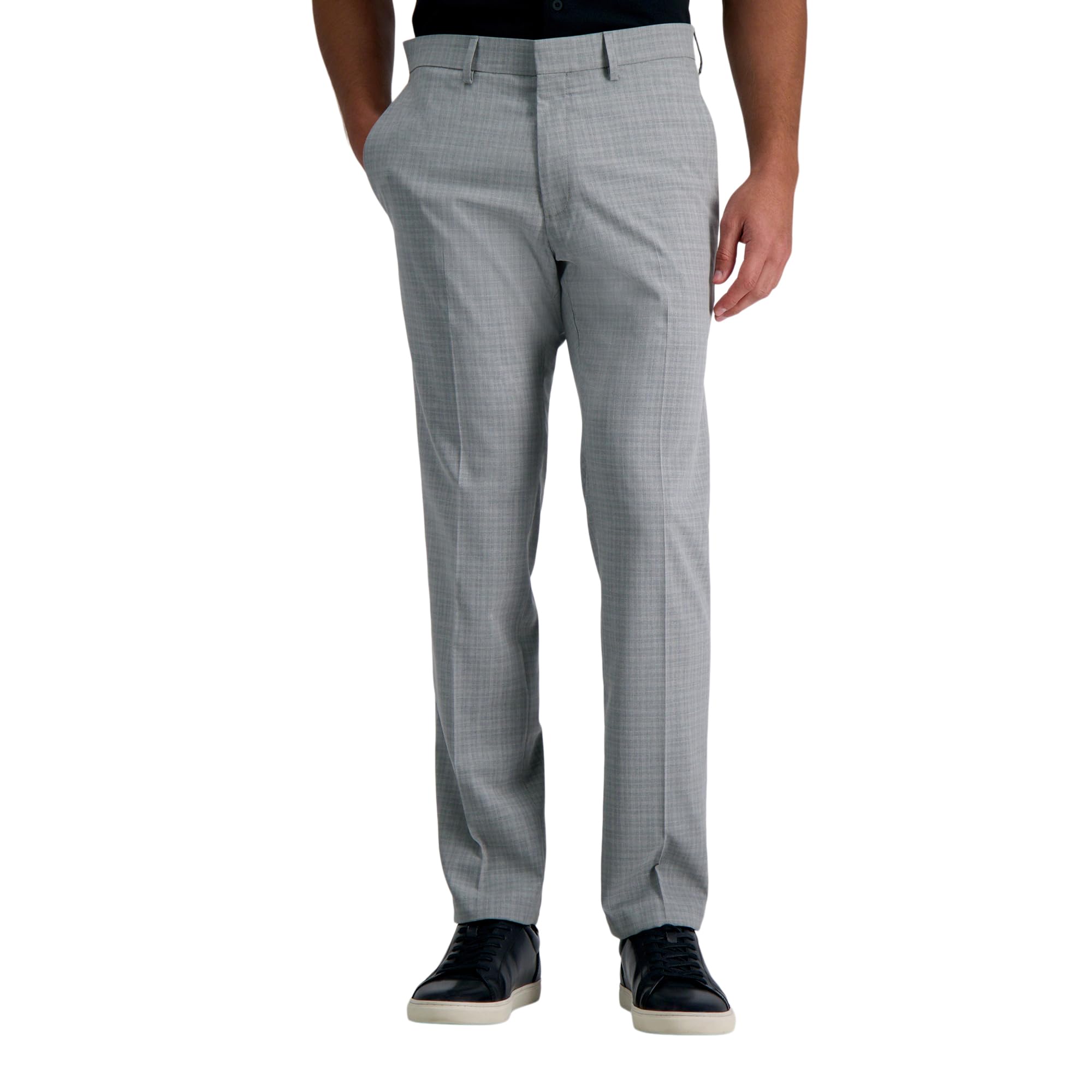 Kenneth Cole REACTION mens Stretch Mini Plaid Slim Fit Flat Front Dress Pants Grey 33W x 30L US