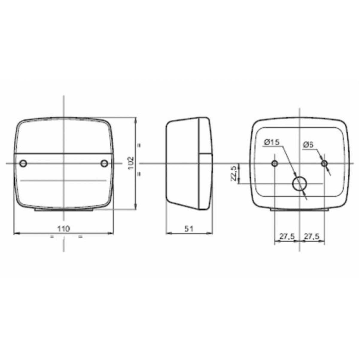 Fanale Posteriore Alogeno Ama - Lato Destro 108x53x107 Mm Con Indicatore Di Direzione E Luce Stop