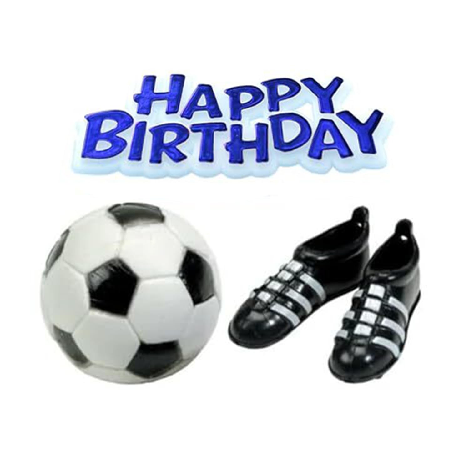 Anniversary House Football Cake Decorations, Football Cake Topper, Football Birthday Decorations, Cake Decorations for Men, Football, Boots & Blue Happy Birthday Motto, Pack of 4, BU316