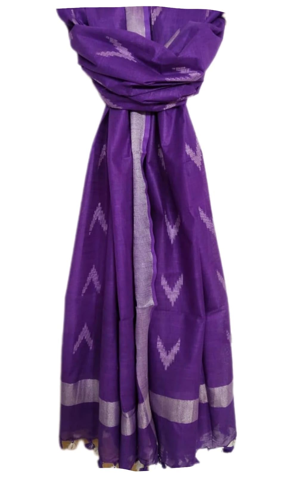 Women's Bhagalpuri Linen Cotton Blend Handloom Ikkat Dupatta with Zari Design, 2.25 Metres/code 327-picture-14