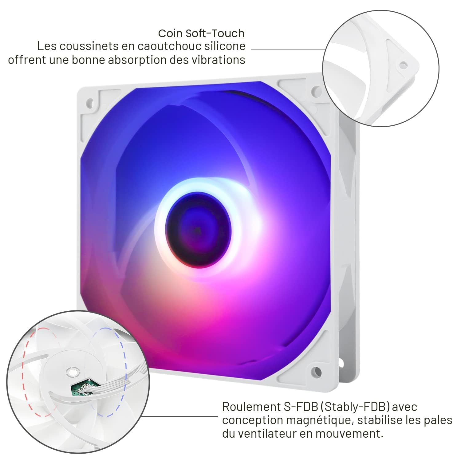 Thermalright TL-C12CW-S X3 Ventilateur de CPU 120 mm Blanc ARGB Ventilateur de boîtier 4 broches PWM silencieux avec roulement S-FDB inclus, ventilateur jusqu'à 1550 tr/min (3 pièces)