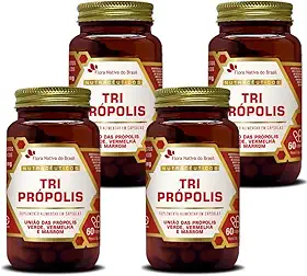 Kit Com 04 - Tri Própolis (Vermelha, Verde e Marrom) 60 Caps 500mg Flora Nativa