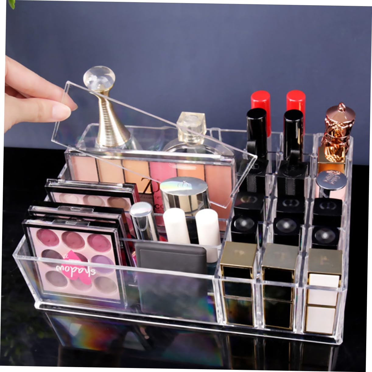 Caja para Guardar Maquillaje Organizador de Pintalabios Expositor de Cosméticos Estuche de Maquillaje de Escritorio