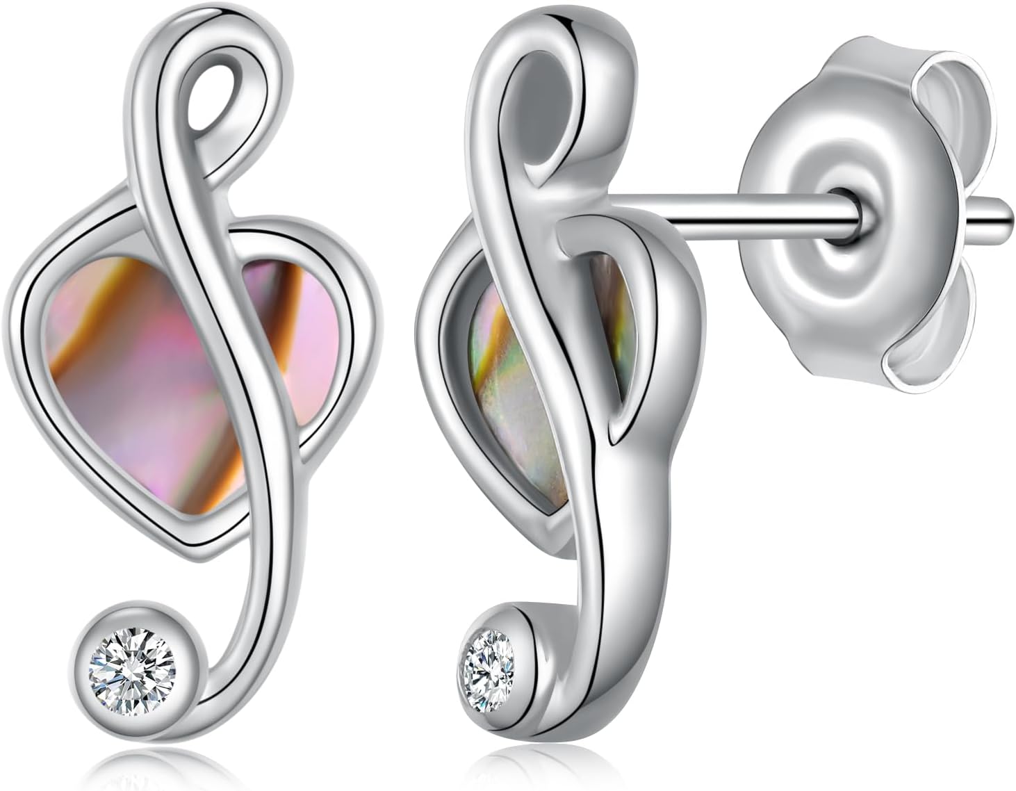 Music Note/Treble Clef/Guitar Earrings and Ring 925 Sterling Silver Music Jewelry Gifts for Women