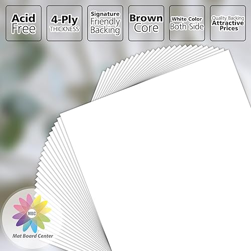 Miniatura 3 de Mat Board Center, paquete de 25, tableros de respaldo blanco de 5 x 7, cartón de 4 capas de grosor para fotosfotomarco de soporte trasero