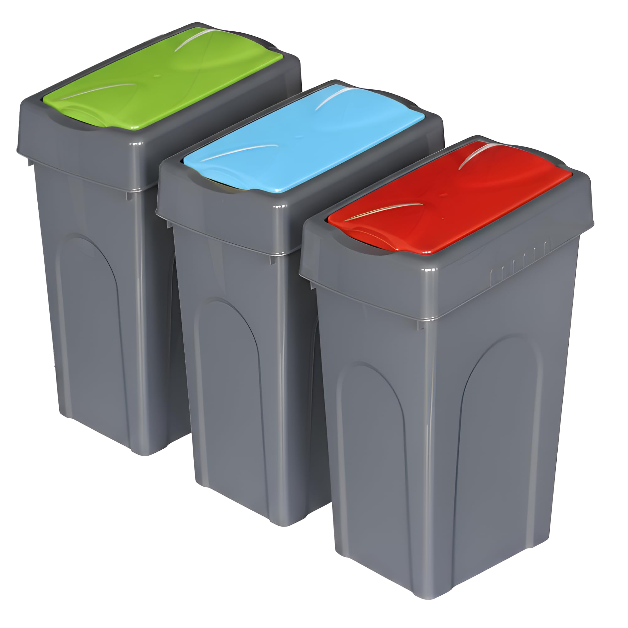 FINE STAR Plastic 50L Litre Kitchen Home Recycle Recycling Bin Office Rubbish Trash Waste Dustbin With Lid (Red,Green,Blue)