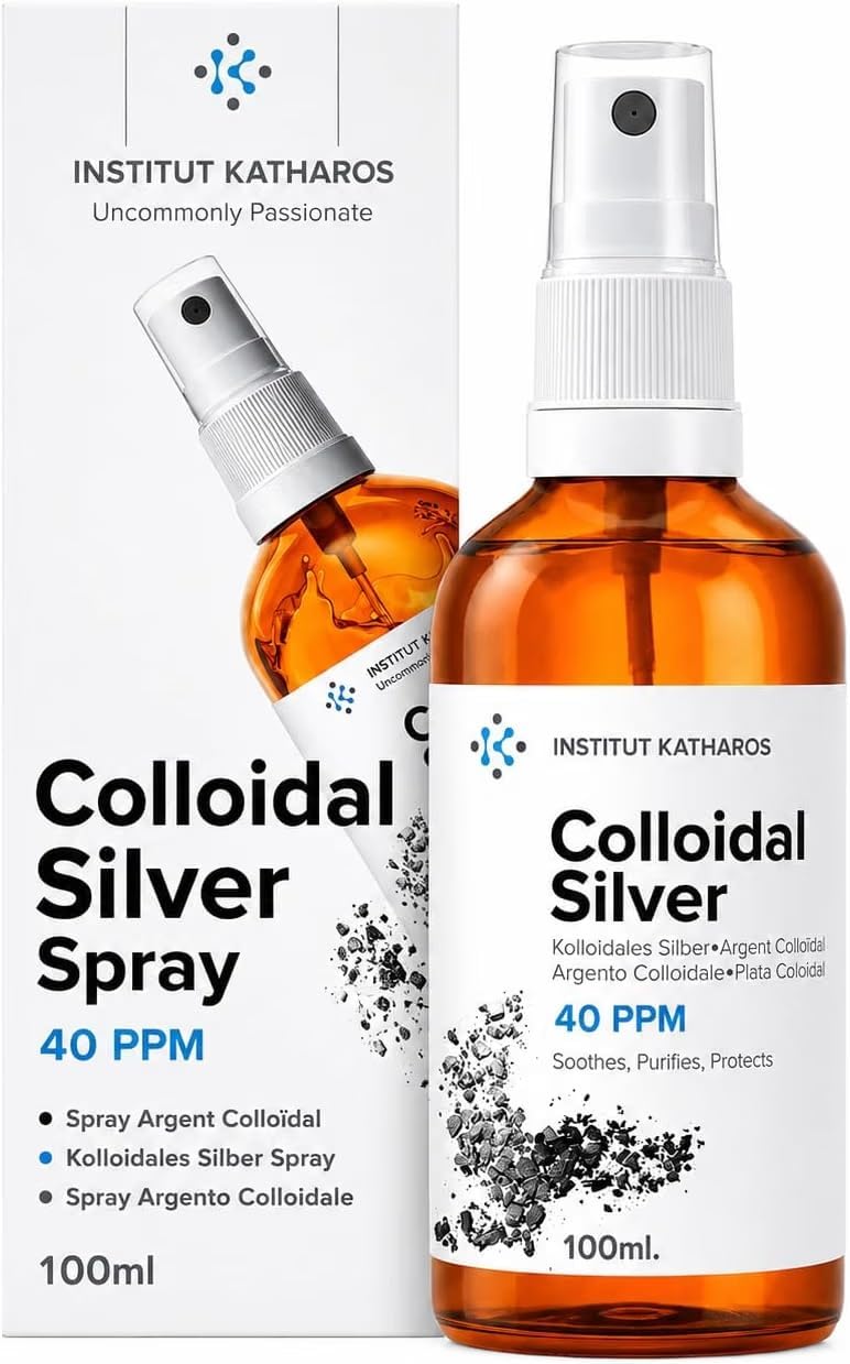 Colloidal Silver Spray 100mL ● 40 PPM ● Superior Concentration, Smaller Particles, Better Results ● Ecocert Cosmos Natural Certified ● Institut Katharos