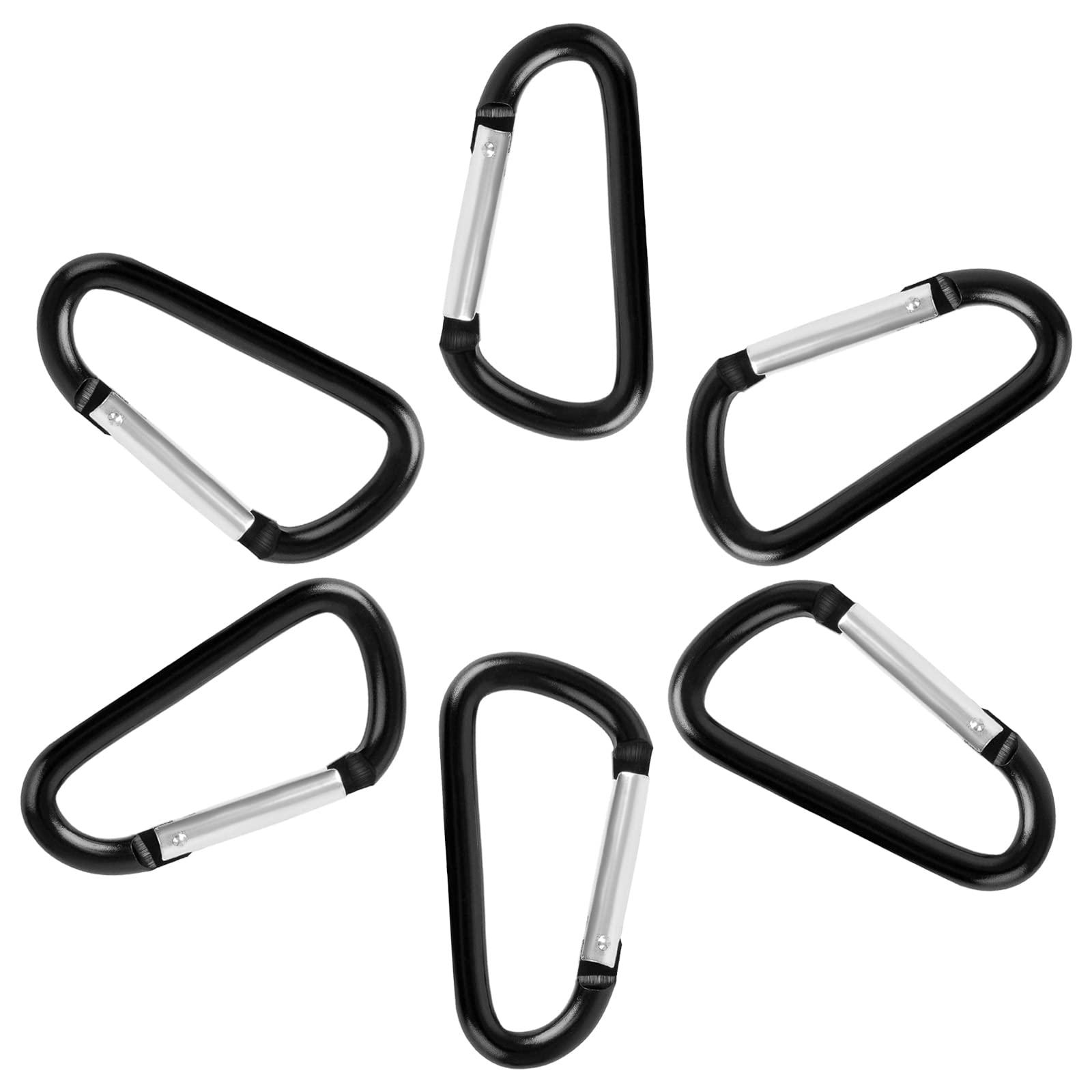 GOGO 48 pièces Mousqueton Porte clés, Mousqueton Aluminium de Fixation en Alliage en Forme D Porte-clés, Mousqueton Verrouillage Automatique pour la Maison, Le Camping-Car, la pêche