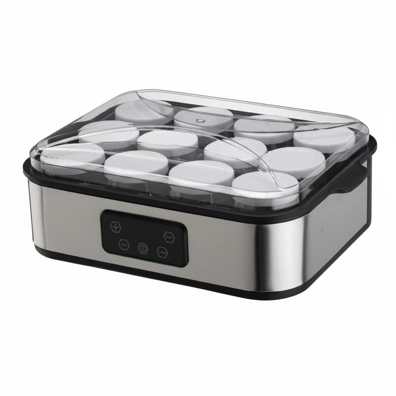 12-Cup Yogurt Maker Electronic Control Panel Countertop Yogurt Maker Clear Domed Lid Fermentation Machine-image-31