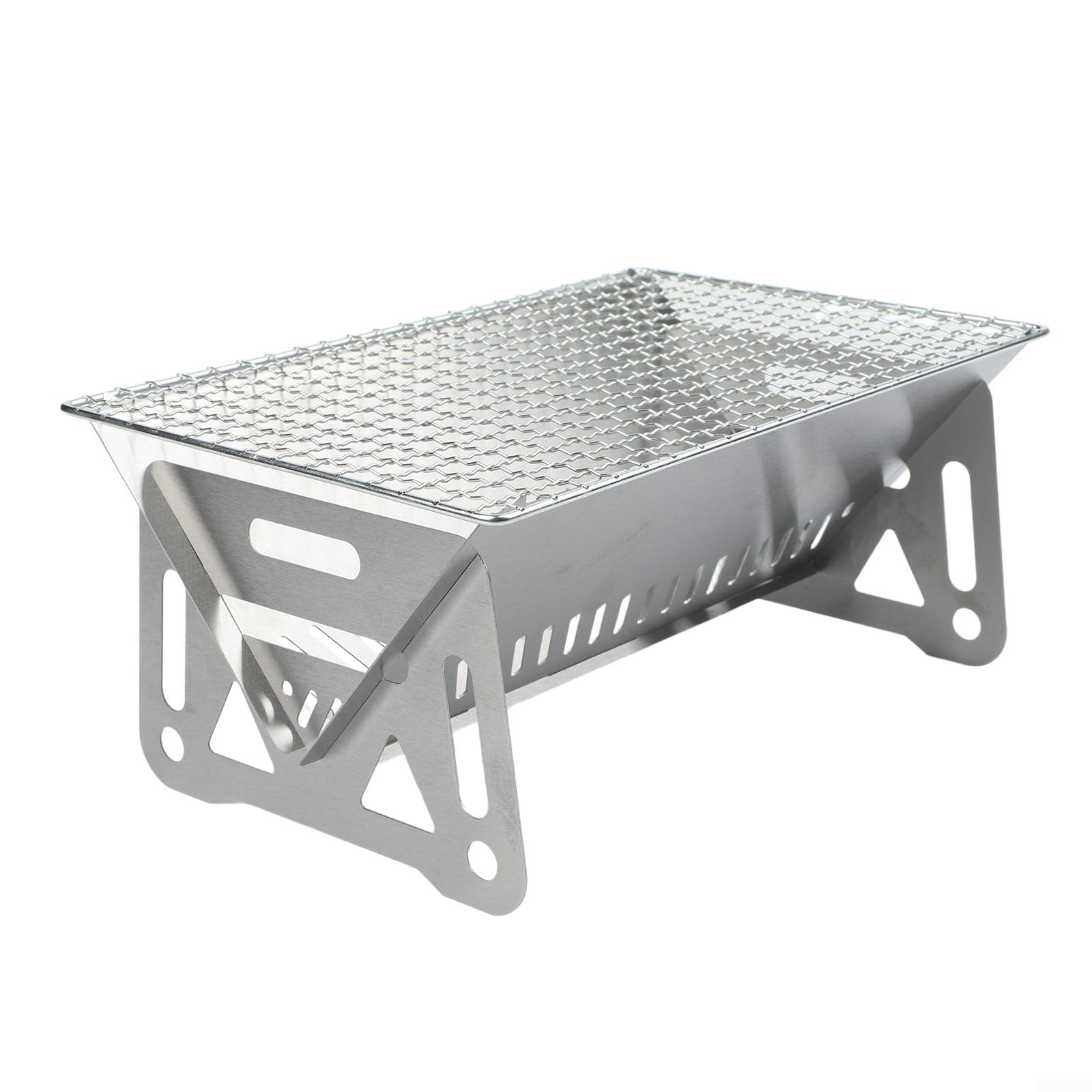 Parrilla plegable para fogata, 40 x 24,2 x 17,5 cm, estufa portátil de carbón para acampar al aire libre, construcción de acero inoxidable, montaje rápido y uso multiescenario (40 x 24,2 x 17,5 cm)
