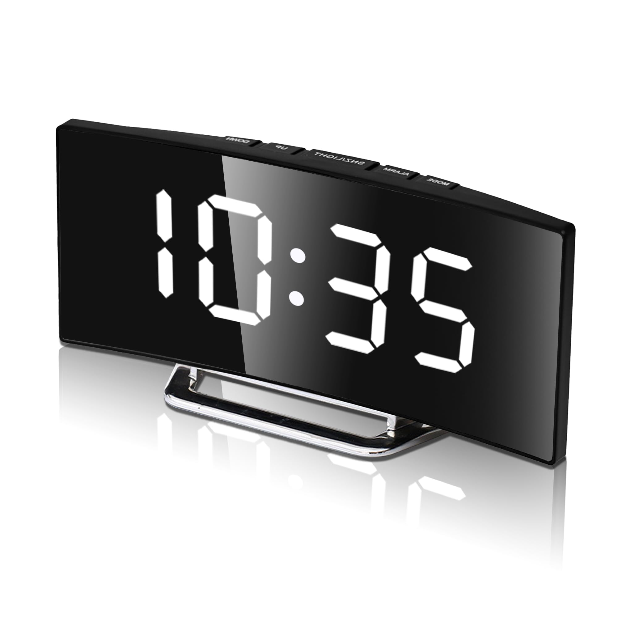 Orologio digitale con grande display a specchio, doppia sveglia, batteria di riserva, sveglia forte per camera da letto/scrivania