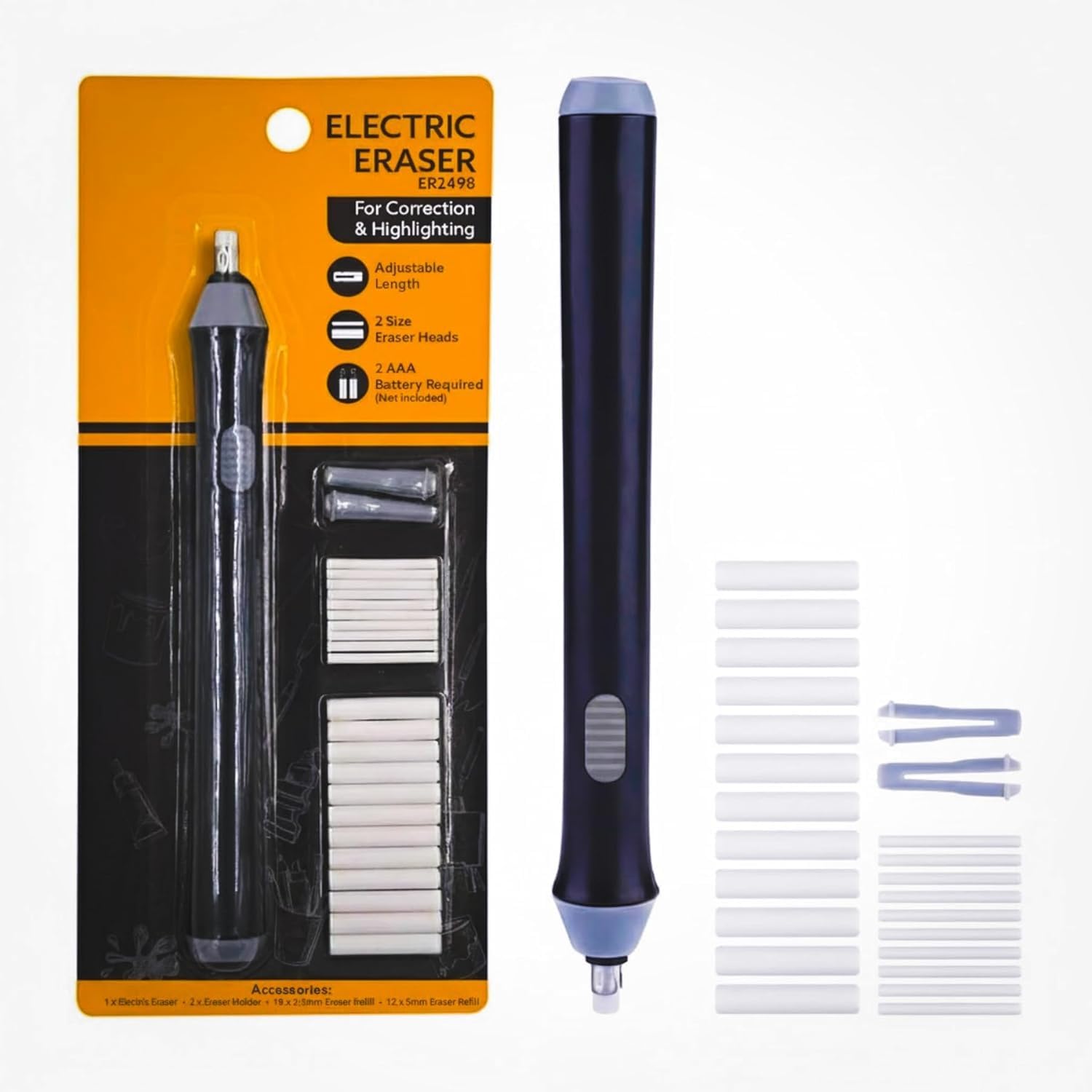 Corslet Electric Erasers for Artist & Kids | Battery-Operated Mechanical Eraser for Sketching, Drawing & Art | Electric Eraser for Kids 22 Refills & 2 Holders Art Eraser (2.3mm & 5mm)-image-15