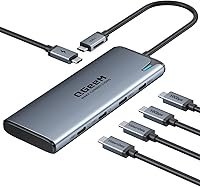 QGeeM 5-in-1 USB C Hub: Single 8K/Dual 4K@60Hz, 10Gbps Transfer, 100W PD Charging for MacBook Pro/Air M1-M4, iMac, HP Laptops