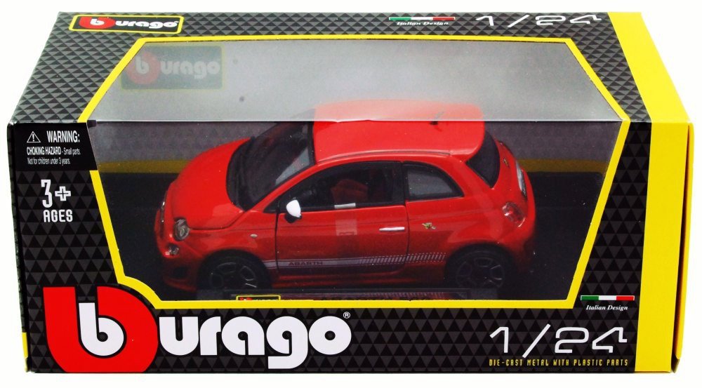 Fiat 500 Abarth, Red - Bburago 22111 - 1/24 Scale Diecast Model