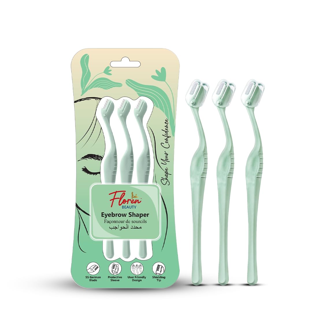 Eyebrow Shaper Tool for Women, 3ct | Eyebrow Shaper, Face Razor, Upper Lip & Chin Hair Remover | SS German Blade, Painless Shaving, Smooth Skin, Peach Fuzz Remover