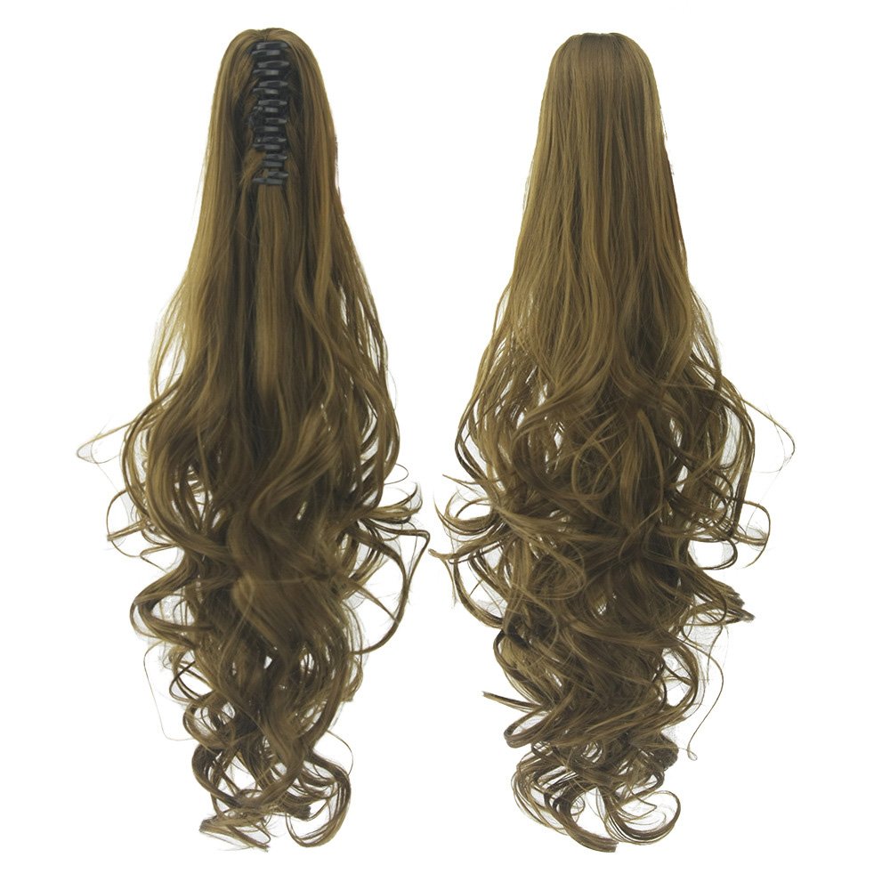 Prettybuy Women's Claw Clip on Ponytail Hair Extension Long Wavy Curly Synthetic Hairpiece Fiber Natural,6