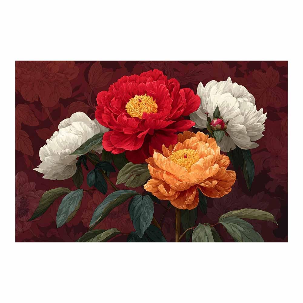 Xeniou Multicolor Flower Canvas Wall Art Bolds Peony Floral Art Canvas Wall Art, For Bedroom Bathroom Living Room Home Wall Decor(Multicolor)-80X120cm Unframed