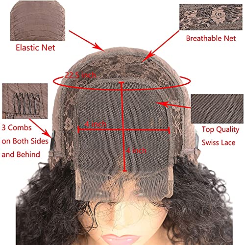 XZGDEN-Hair-Replacement-Wig-Wig-4x4-Lace-Front-Loop-Hair-Brazilian-Glueless-Wig-Top-Swiss-Lace-with-Baby-Hair-Human-Hair-20-InchesPastel-Wavy-Wig-Color-K-Size-35-cm