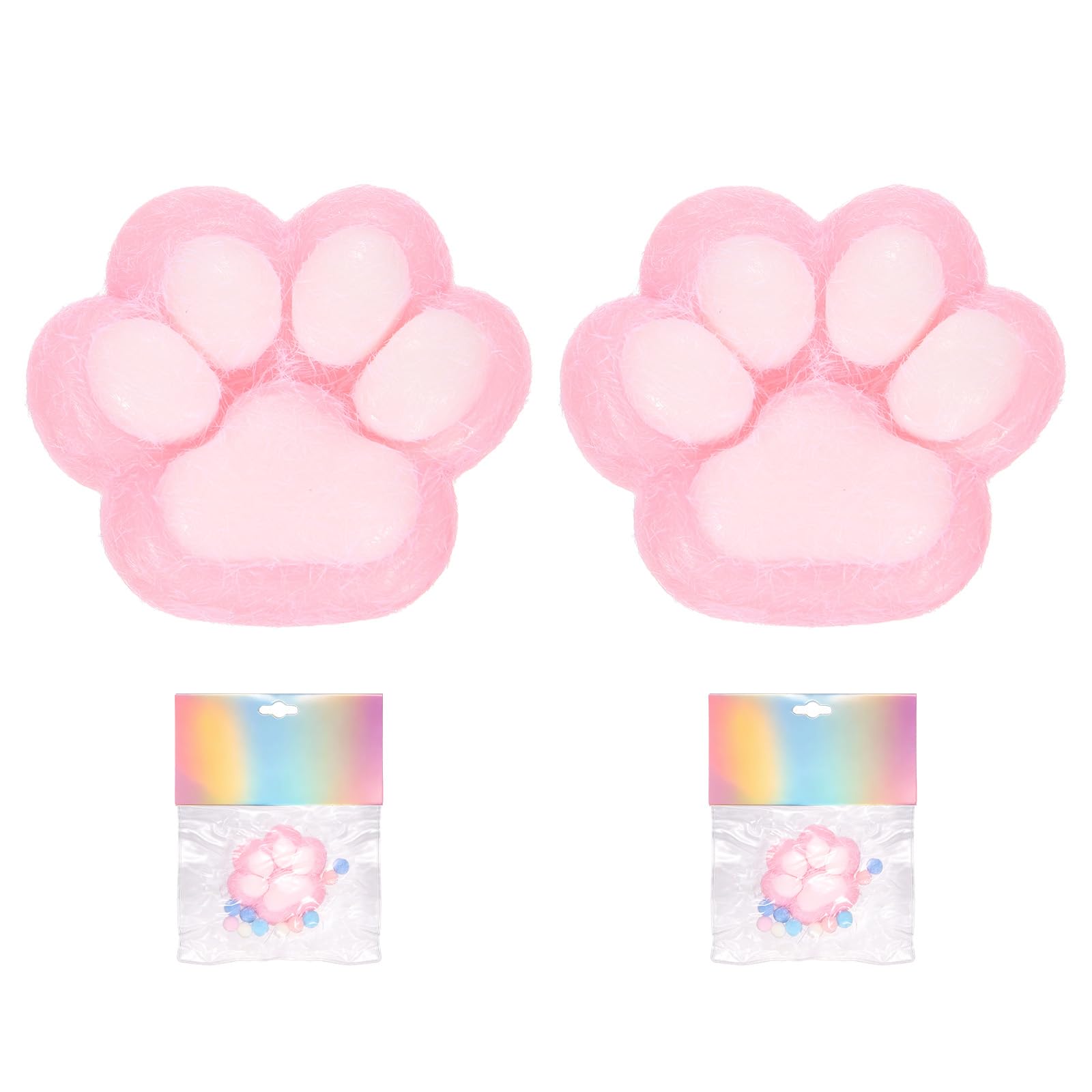 sourcing map 2.4 Inch Cat Paw Squeeze Toy, Cute Cat Paw Sensory Toy Soft Funny Fidget Toy Perfect for Stress Relieving, Party Favors & Birthday Gifts (Pink, 2pcs)