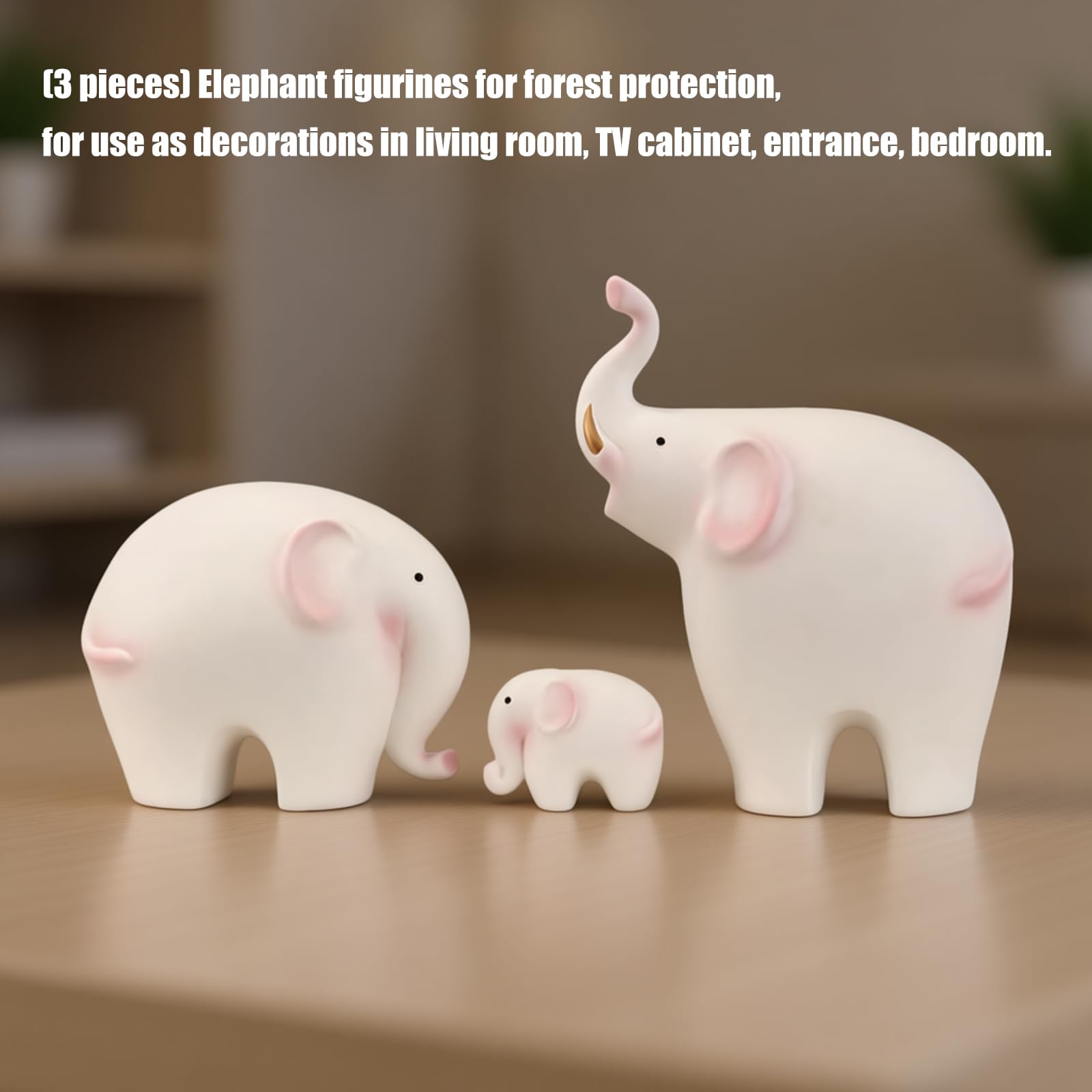 Statua Famiglia Elefanti in Ceramica Figurina Mamma papà e Bambino Animale Arte Scultura in Porcellana Decorazioni per la casa per Soggiorno Figurina Elefante
