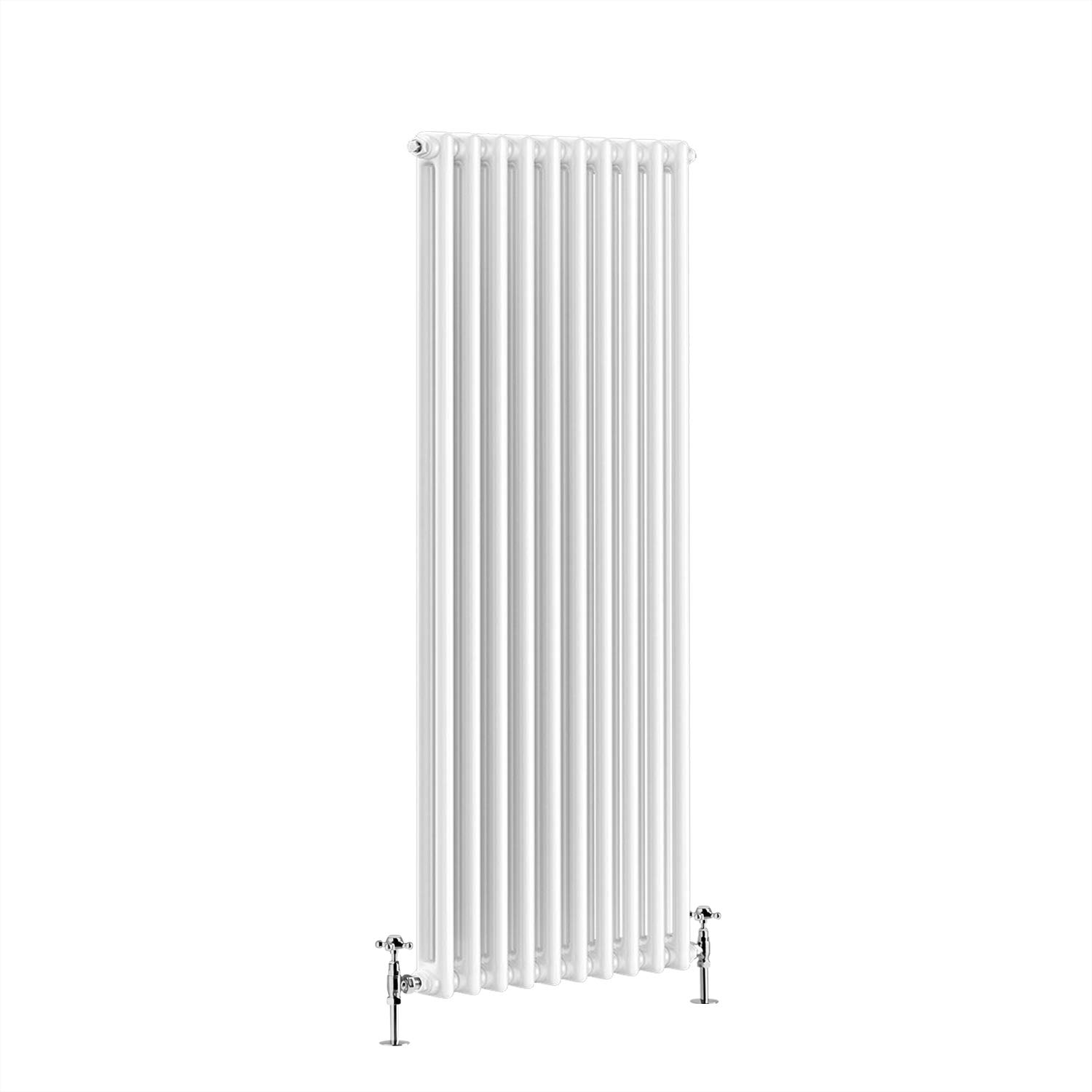 Traditional Cast Iron Style White Double Column Vertical Radiator 1500 x 470mm - Perfect for Bathrooms, Kitchen, Living Room