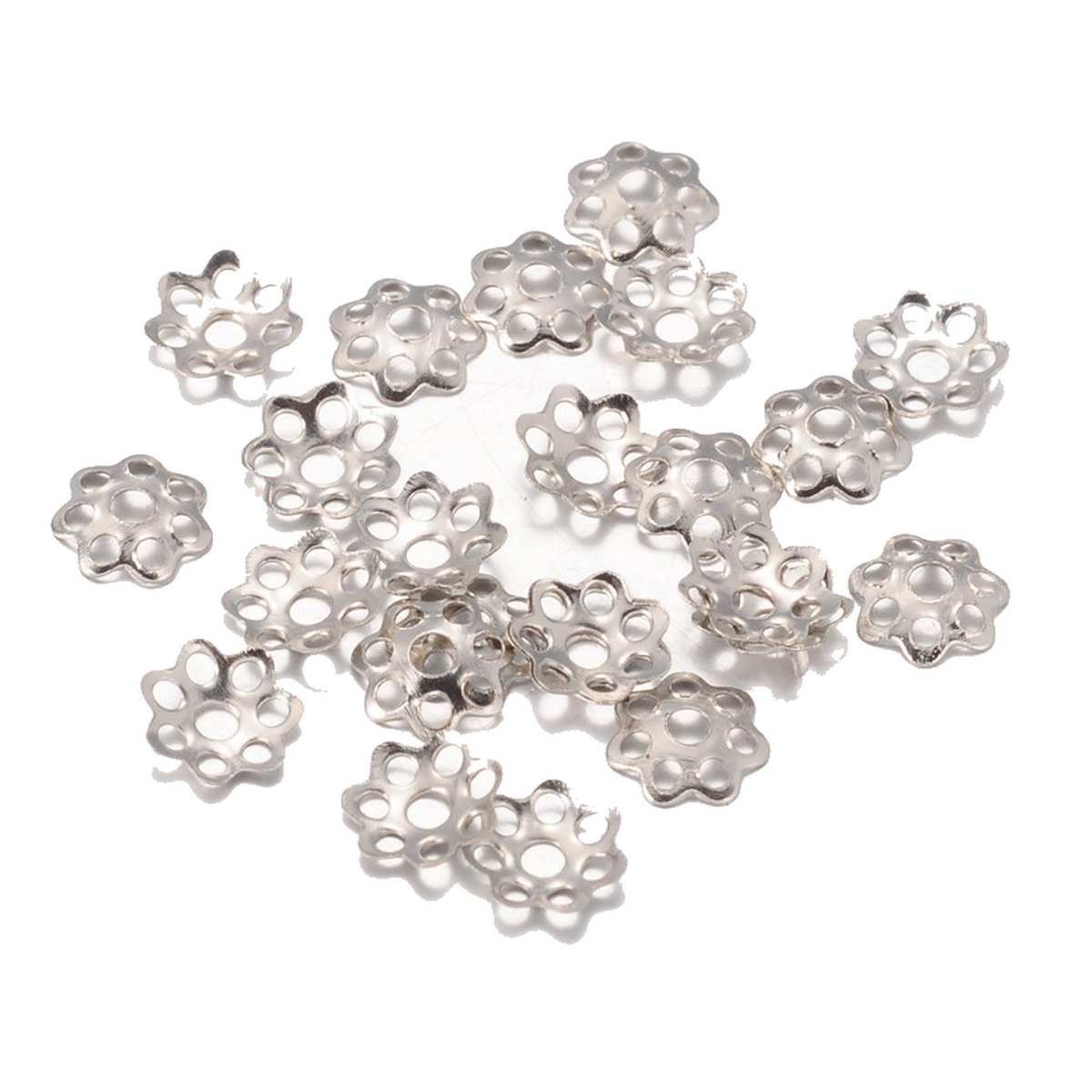 Set of 100 x 6 mm Bead Divider Caps for Jewellery Making - Dark Silver