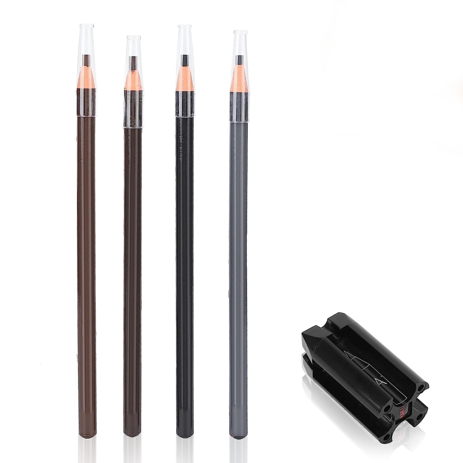 4 Pcs Eyebrow Pencils with Eyebrow Pencil Sharpener, Waterproof Eyebrow Pencils, Brow Pencil Set For Marking, Tattoo Makeup, Professional Salon Makeup Waterproof Microblading Eyebrow Pencil Set