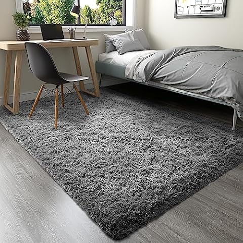 Ophanie Machine Washable 6 x 9 Rugs for Living Room,Grey,Large Fluffy Fuzzy Plush Shag Shag Comfy Soft，Non-Slip Indoor Floor Carpet,for Kids Boys Girls Dorm，Room,Bedroom,Playroom，Home Decor Aesthetic Cover