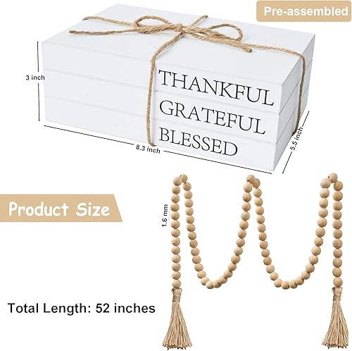 Miniatura 3 de Libros decorativos para la decoración del hogar, libros blancos falsos para la decoración, libros apilados rústicos de granja para exhibición