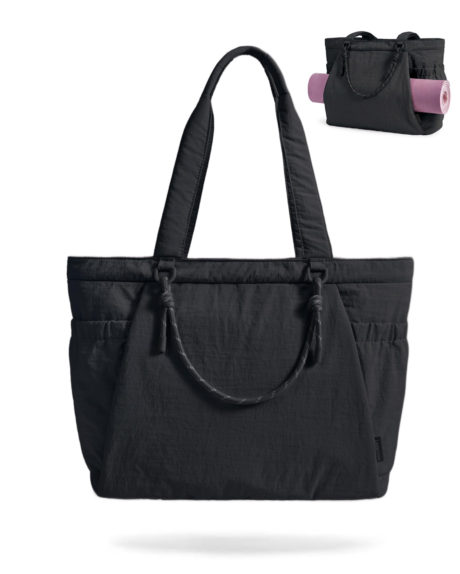 bagsmart Yoga Mat Bag, 23L Large Gym Bag, Durable Sport Tote Bag for women, Beach Tote Handbag, Pilates Bag for Gym Work Office Travel