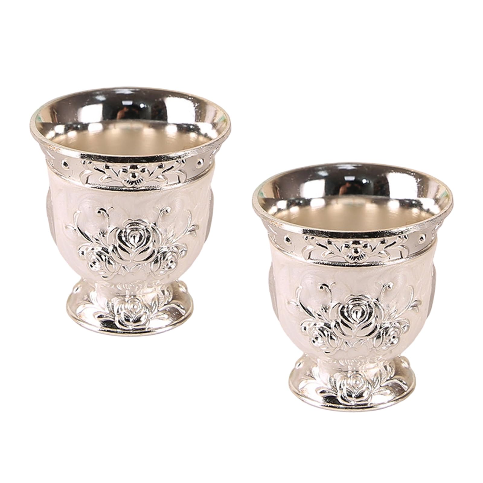 Elnwnnkc Of 2 Elegant Zincs Alloys Rose Shape Miniature Liquor Glasses for Cocktails and Home Decoration Old Rose Wine Glass
