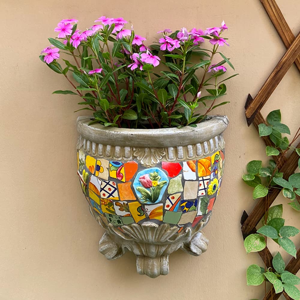 DFGHNBVC Mosaic Ceramics Wall Planter,Wall Hanging Planter Flower Pots For Fence Planters, Wall Planter That Are Easy To Hang,Sun-resistant,Wall Planters For Outdoor Plants Corridor Plante,A