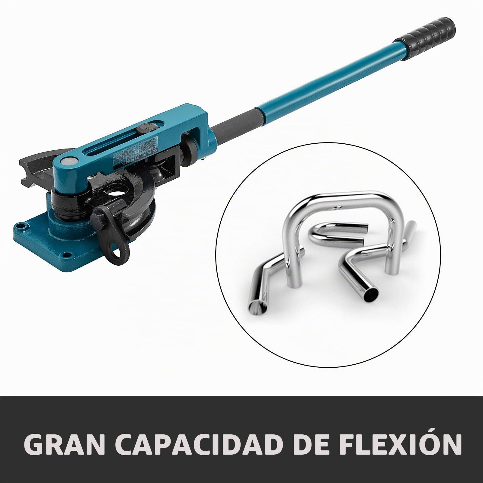VEVOR Dobladora de Tubos, Máquina Doblador de Tubos, Dobladora de Tubos de Acero, Dobladora de Tubos Manual, con 7 Dados, Diámetro de Tubería de 10 mm-25 mm