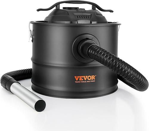 VEVOR Aspiradora de 4 galones con potente succión de 1200 W, colector de aspiradora de cenizas con manguera flexible de 47.2 pulgadas, para