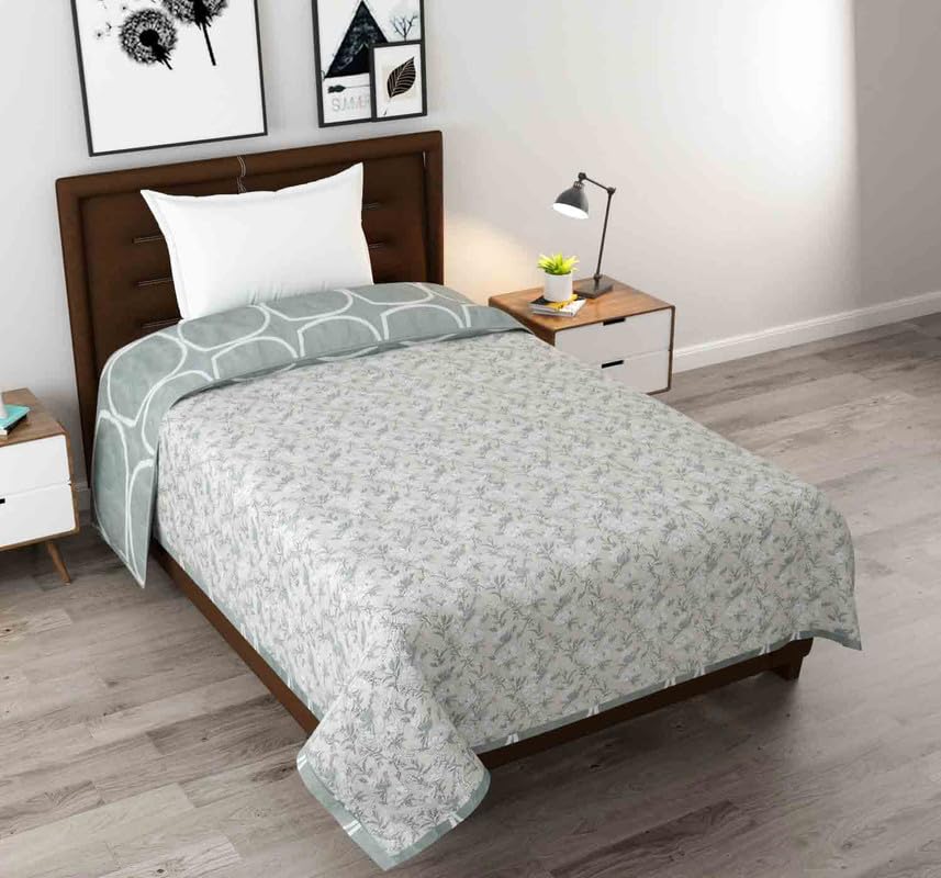 Florida Kian Reversible AC Comforter for Single Bed Made with Microfiber and Ultrasonic Stiching Technology