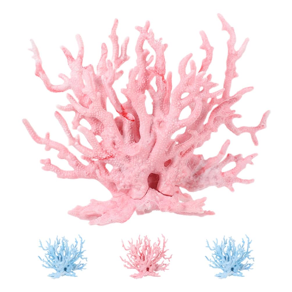 HANABASS 4 Pezzi Di Decorazioni Di Corallo Per Acquario Piante Acquatiche Finte Ornamenti Di Barriera Corallina Per L'arredamento Del Serbatoio Di Pesci Dell'acquario Paesaggistico