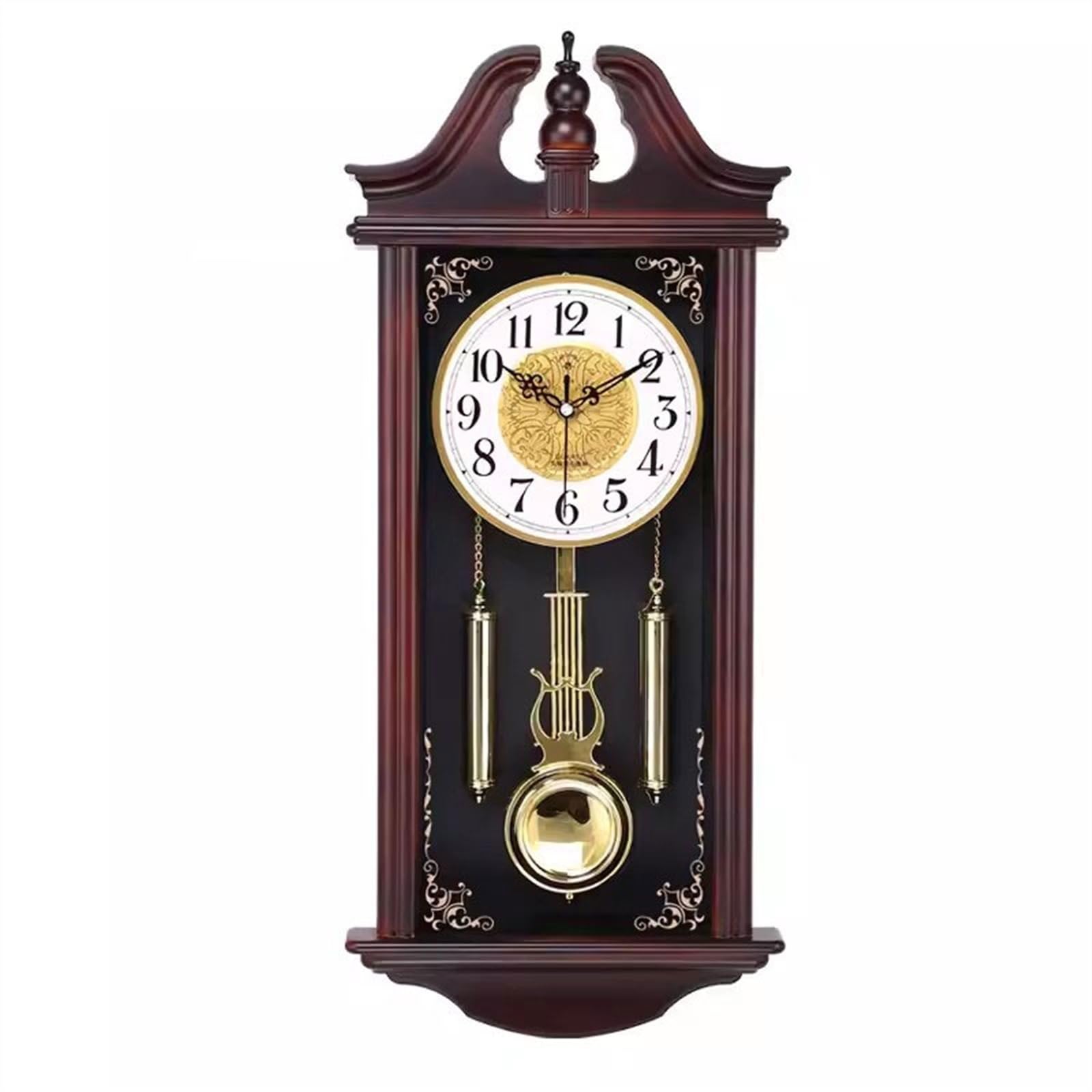 EINES Wall Clock Living Room Imitation Wood Quartz Clock Swing Wall Clocks Creative Retro Mute Pendulum Clock(C)