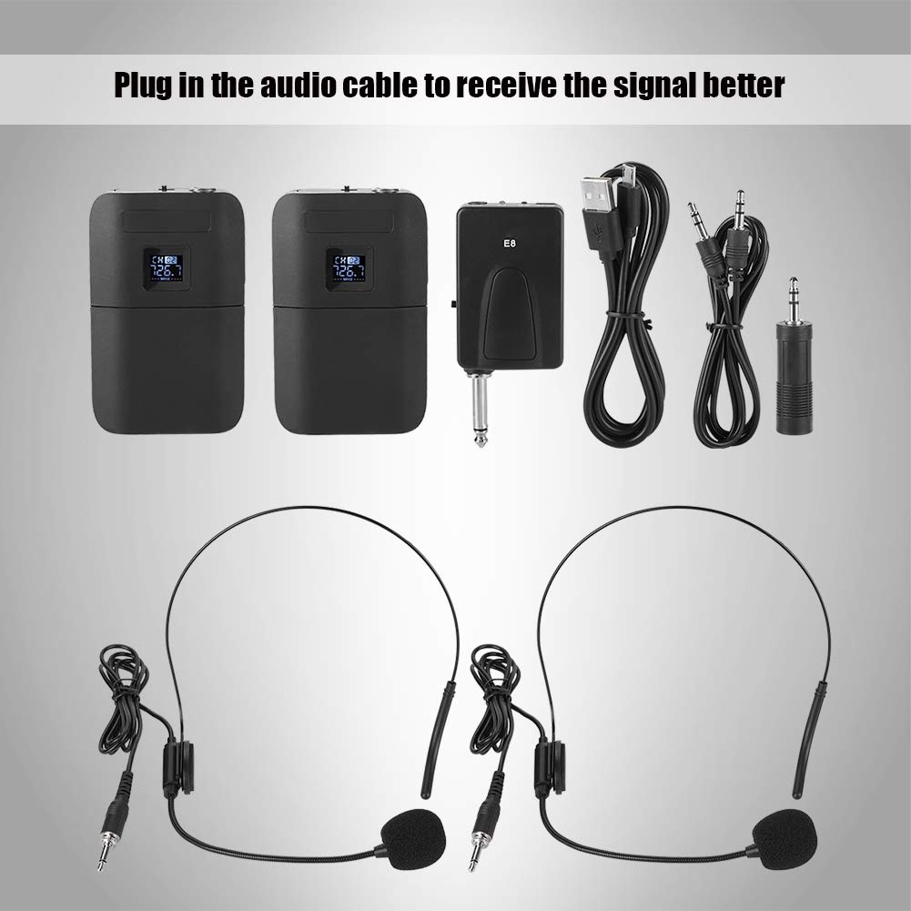 Auricolare per Microfono Wireless VHF, Microfono a Testa Wireless Portatile con Ricevitore trasmettitore per Altoparlanti per palcoscenici, Guide turistiche, presentatori per
