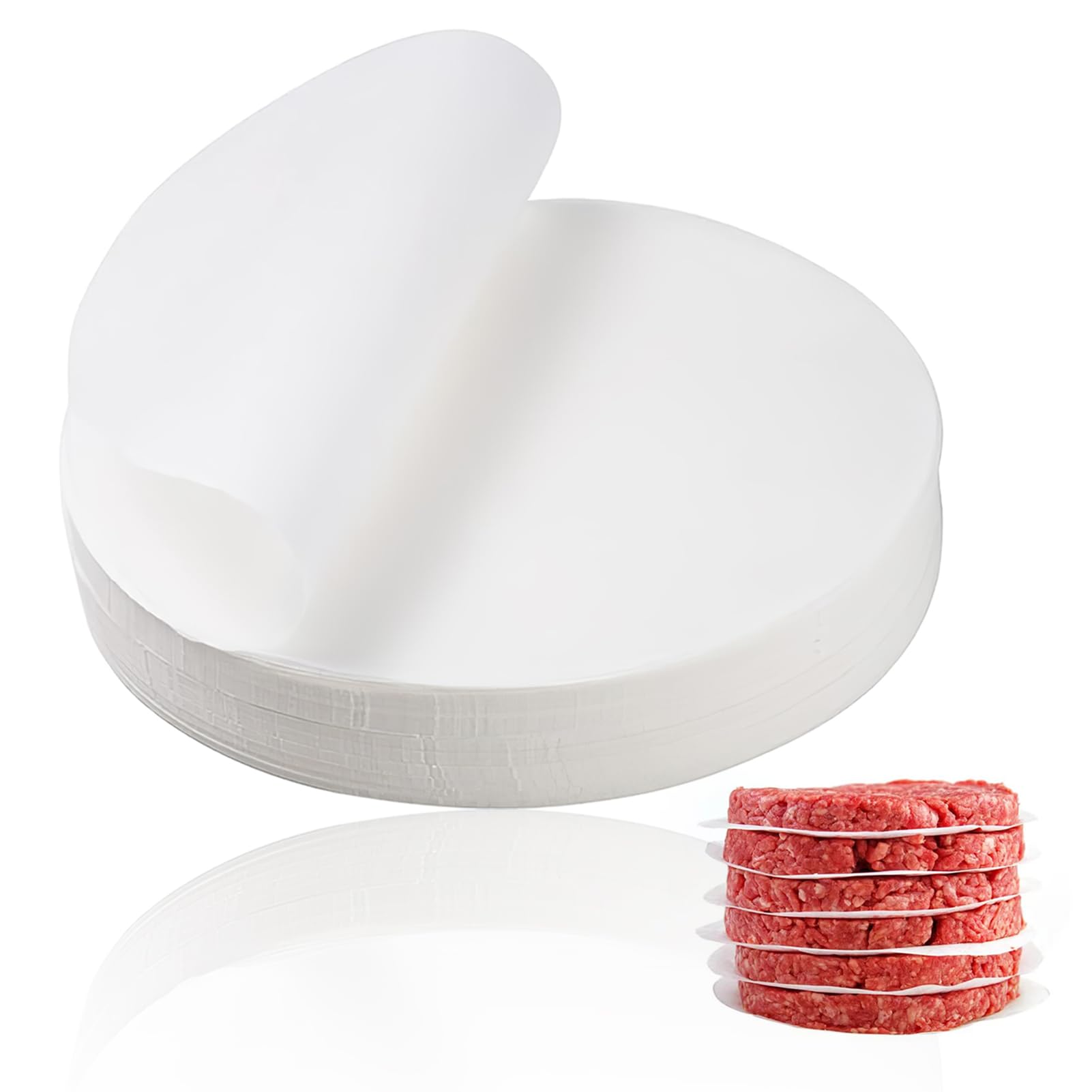 JINSIHU Papier Antiadhésif 500 Pièces 12cm Ronde Disques à Burger Papier Parchemin pour Steaks Hachés Burgers Gâteaux Barbecue