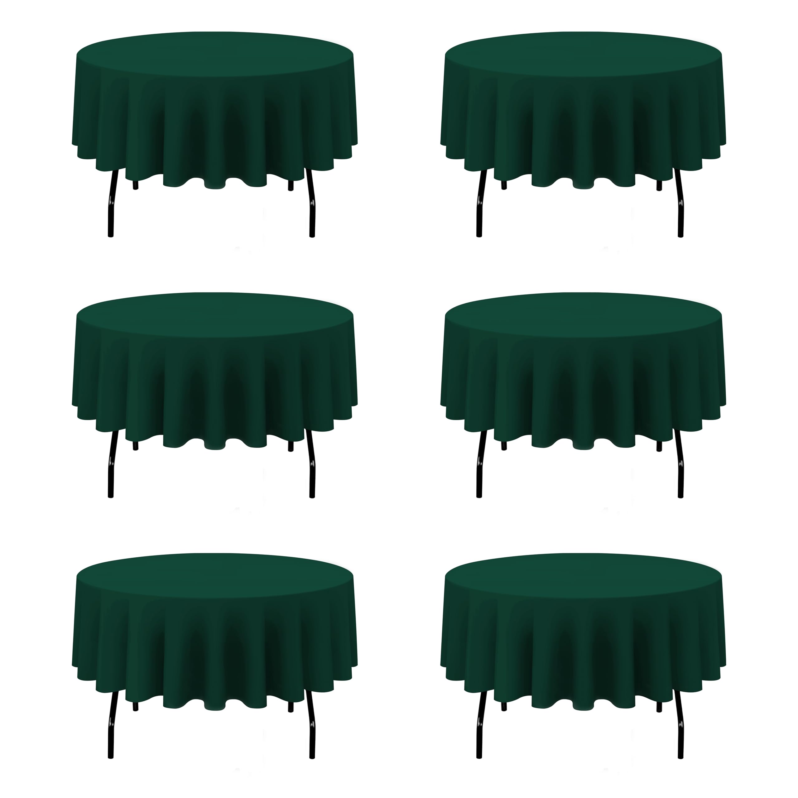 Photo 1 of BRILLMAX 6 Pack Hunter Green Round Tablecloths 90 Inch for 60" Tables