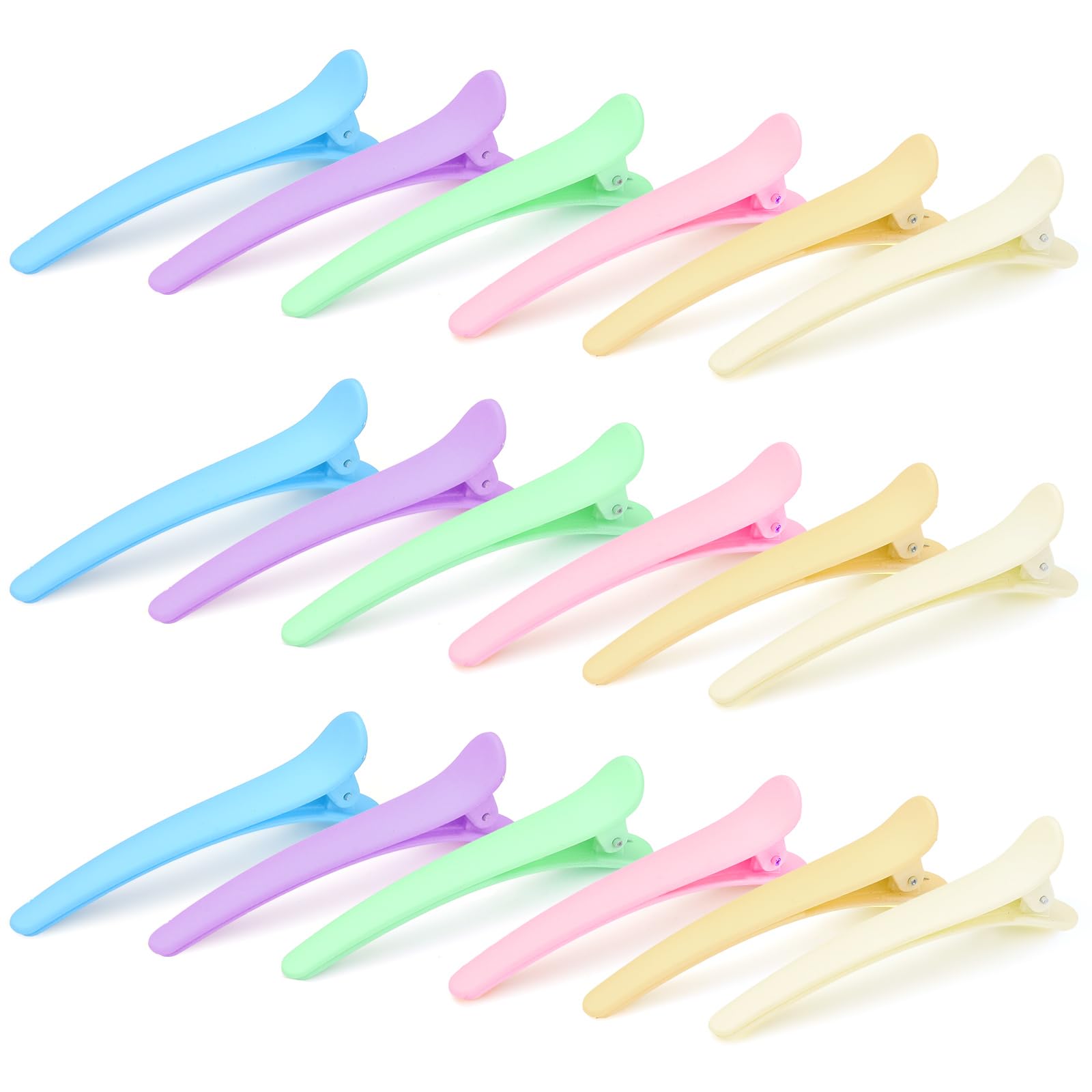 LELE LIFE 18Pcs Alligator Hair Clips for Styling Non Slip Matte Duck Billed Hair Clips Hair Roller Clips for Women Makeup Salon Hairdresser Sectioning (6 Colors A)