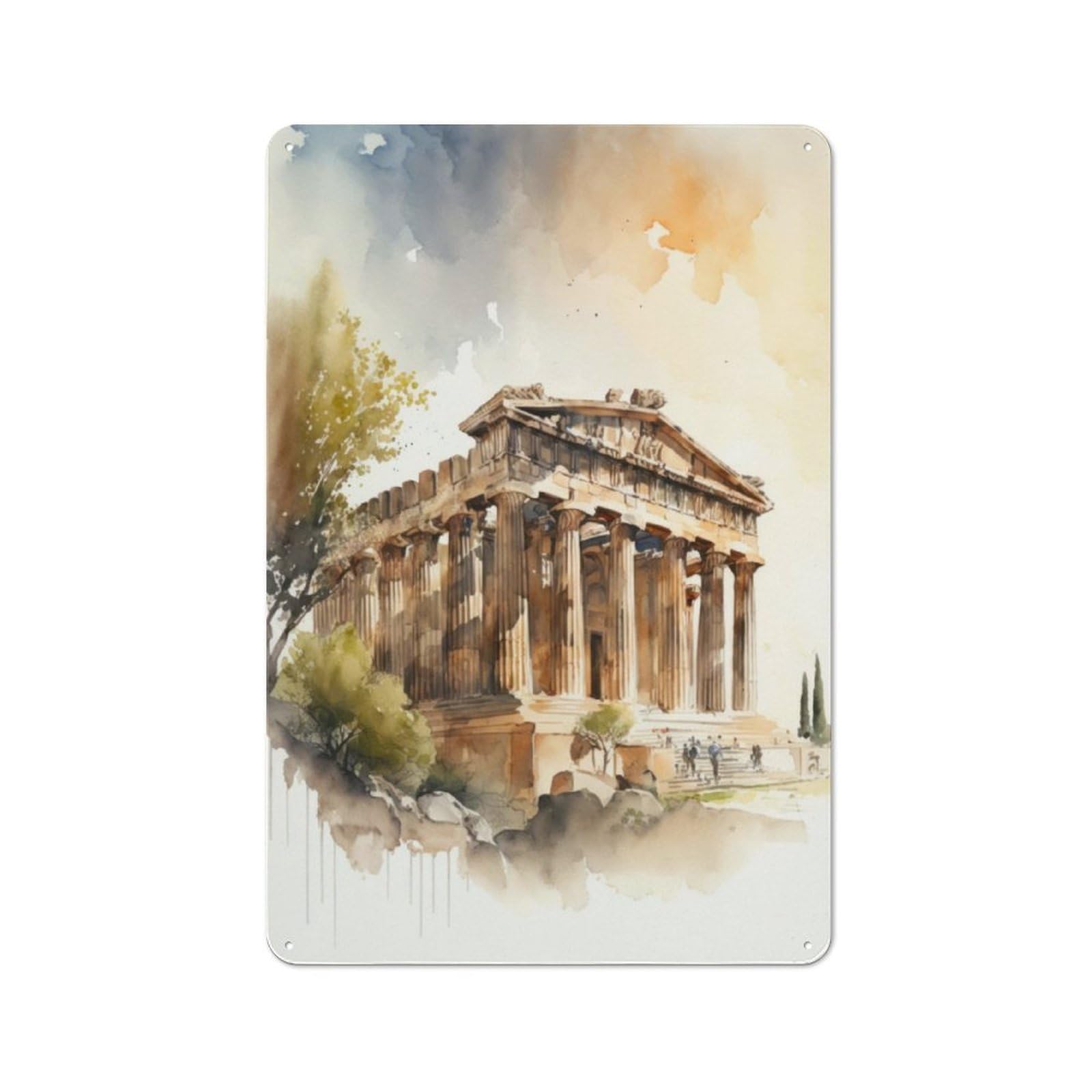 Junmoney Acropolis And Parthenon For Café Or Home Bar, Vintage Metal Wall Sign 30X20cm, A Christmas Gift For People Styling Café And Home Bar