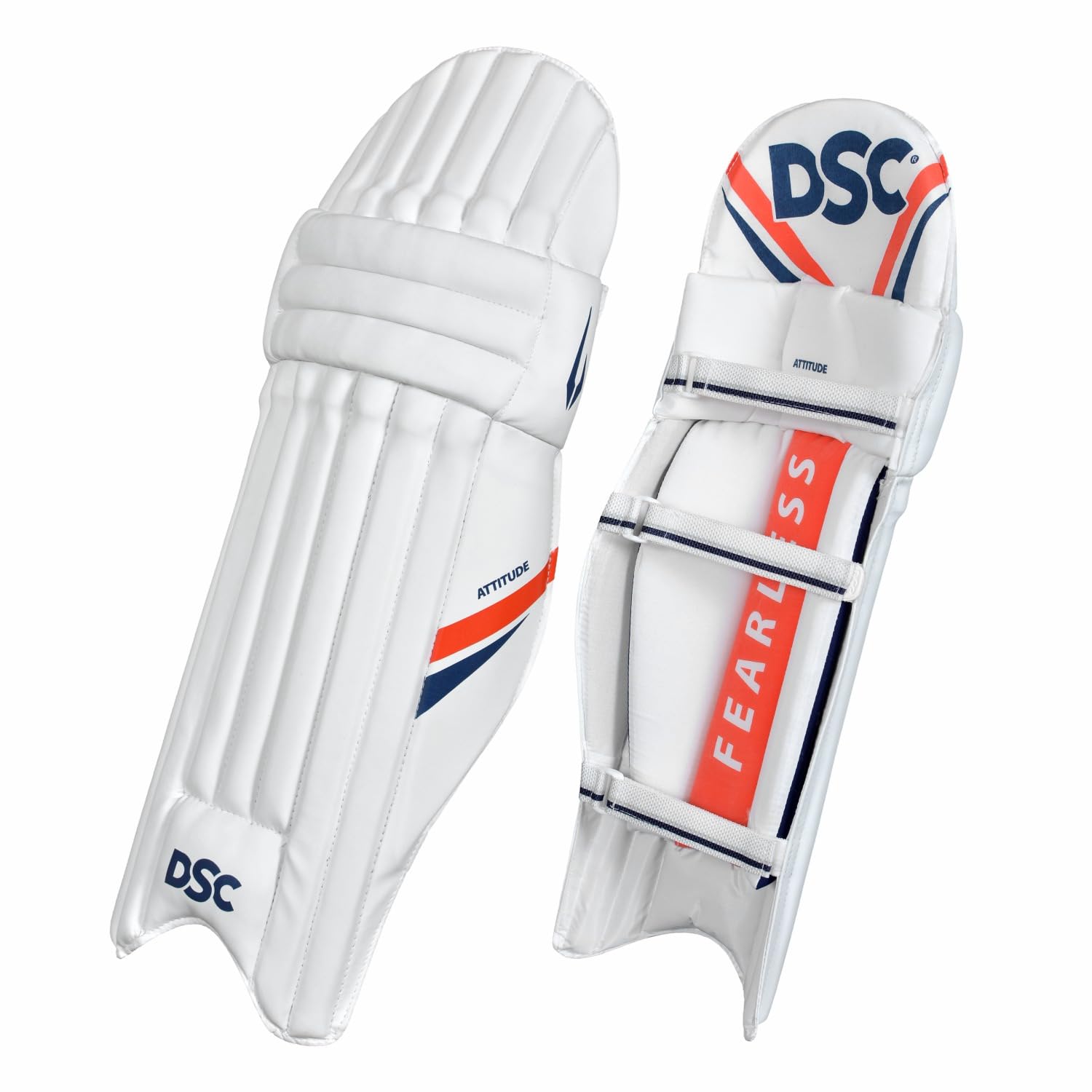 DSC Intense Attitude Cricket Batting Legguard for Men & Boys | Color: White | Material: PVC | Wide Strap and Ankle Foam | Comfort and Stability