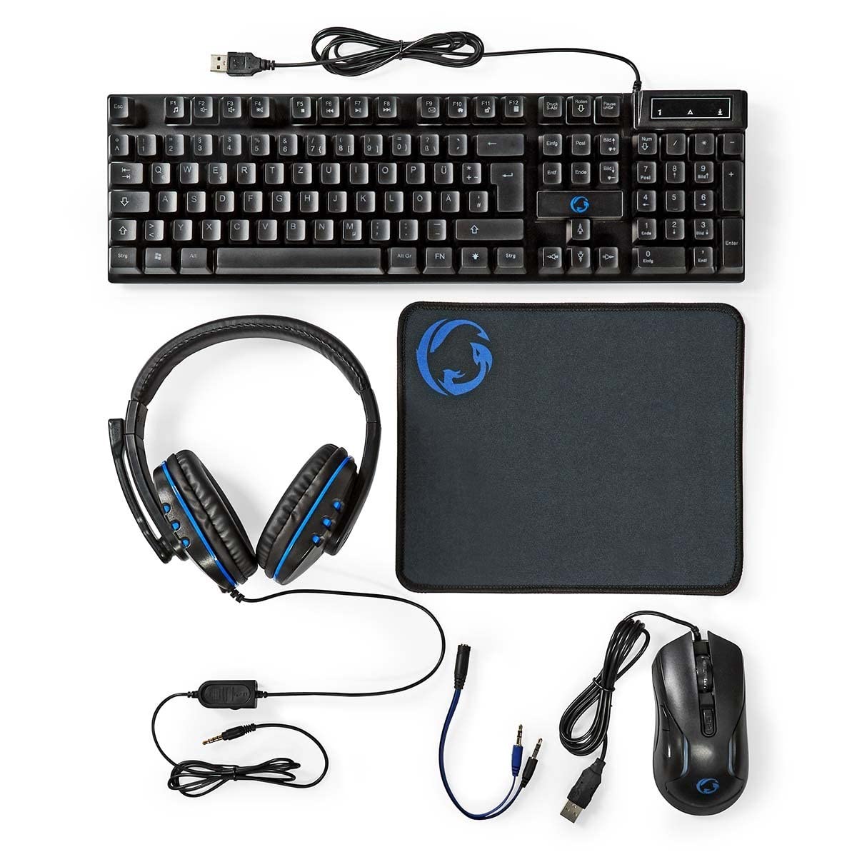 Nedis Kit Combo Di Gioco | 5-In-1 | Tastiera, Cuffia, Mouse E Mouse Pad | Nero | Qwertz | De Layout - 4