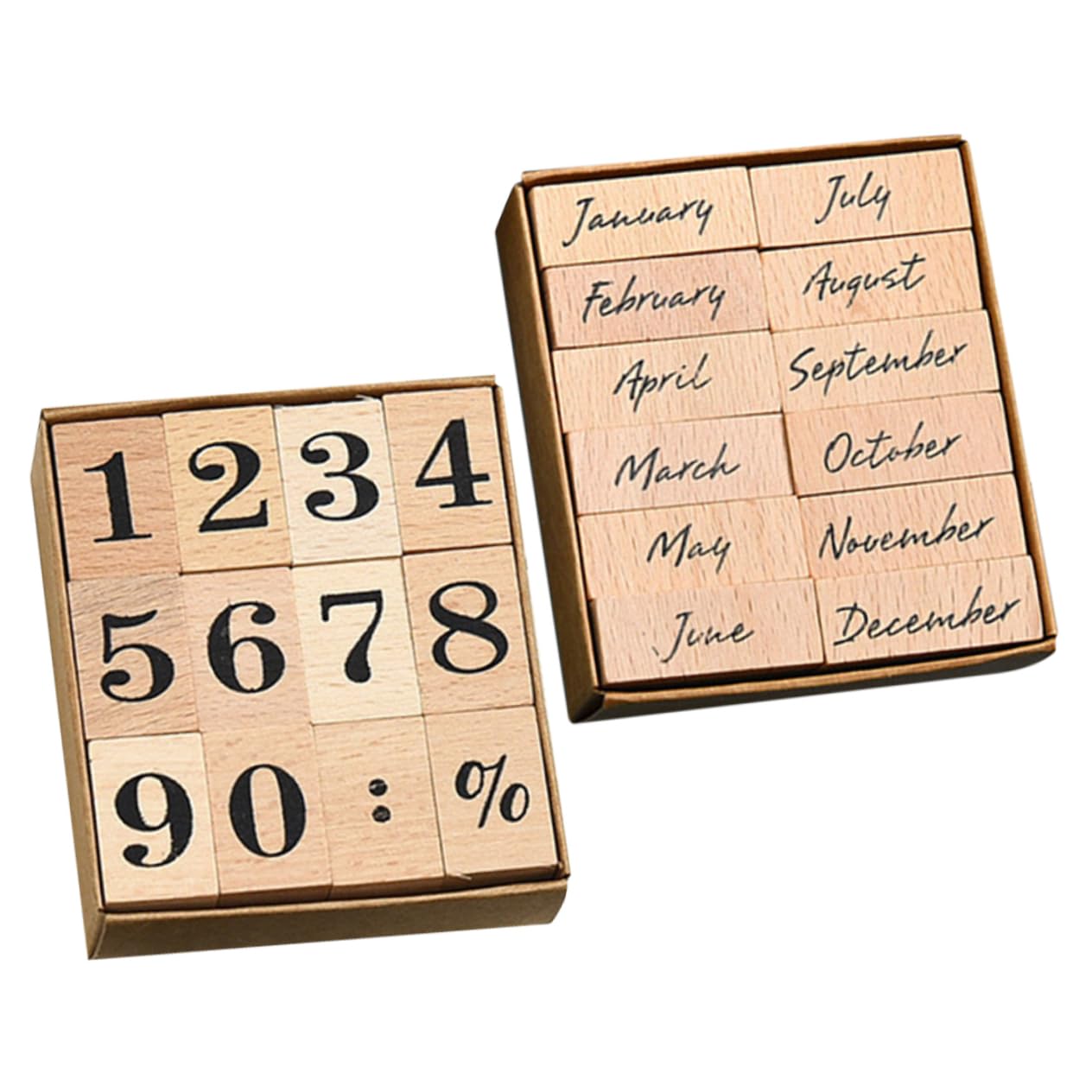 OSALADI 120stücke Holzstempel Für Monate Vintage Scrapbooking Stempel Mit Kleinen Tintenstempeln Für Kreative Projekte Und Kartenherstellung