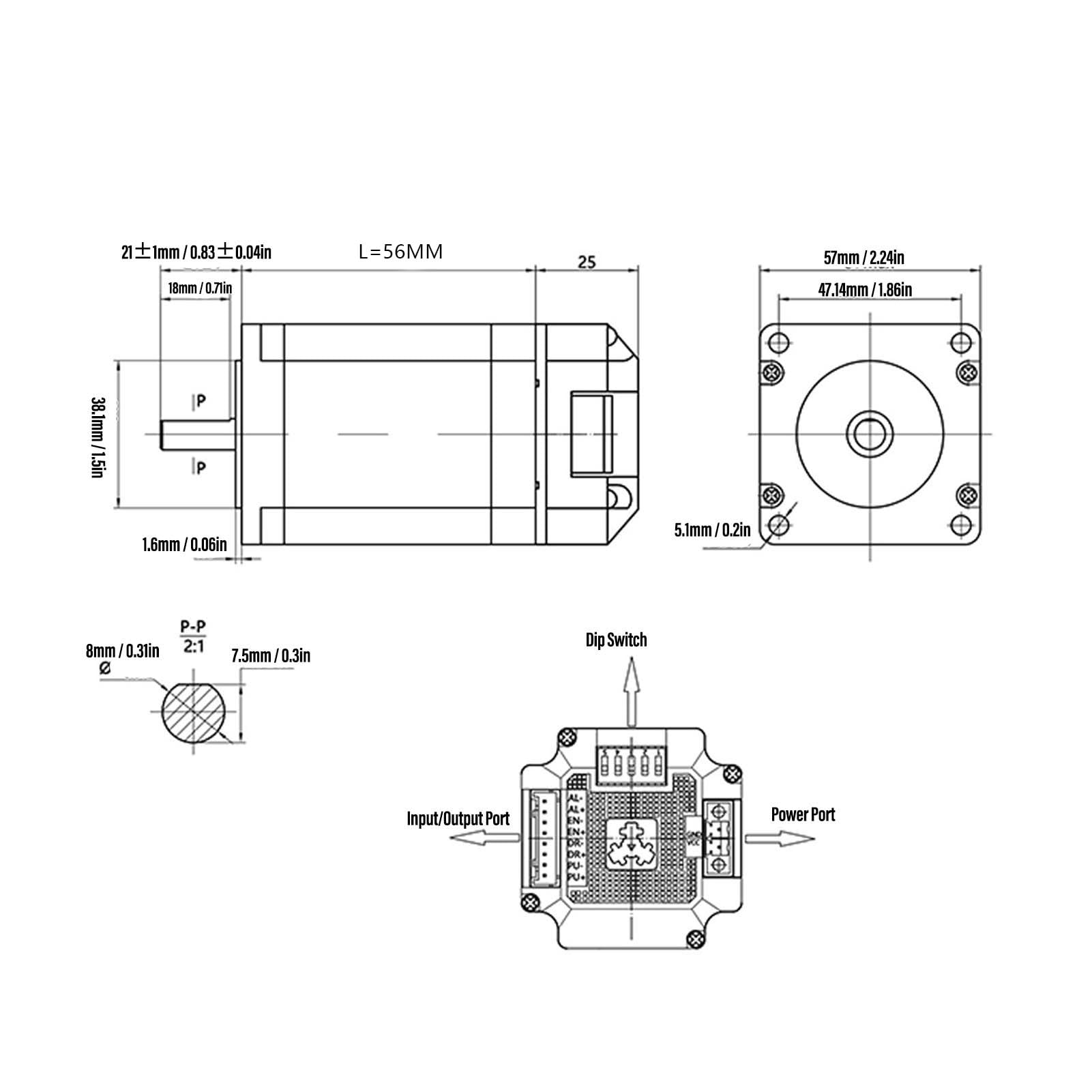Luocute Servomotor mit Geschlossenem Regelkreis für die CNC-Steuerung. Integrierter Schrittmotor 1,5 Nm 3000 U/min. Eingebauter 1000-Zeilen-Encoder für die Automatisierung von